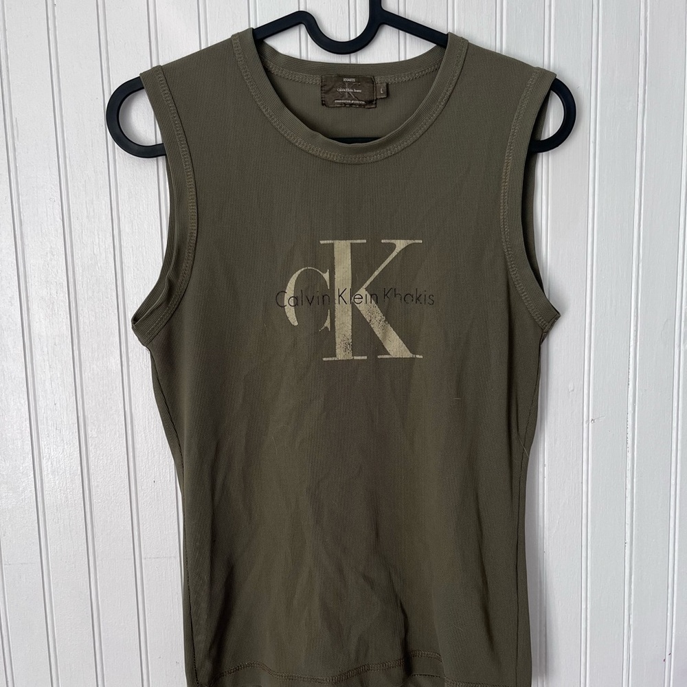 Vintage 90s Calvin Klein Khaki Mesh Top